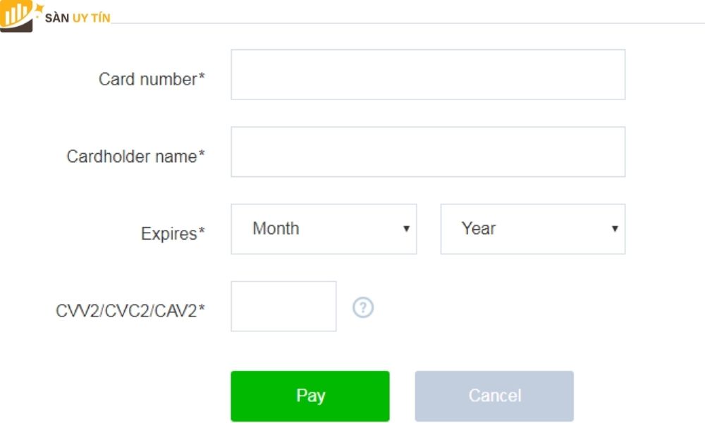 Cần chú ý là tên của chủ thẻ phải trùng khớp với tên của người đăng ký tài khoản.