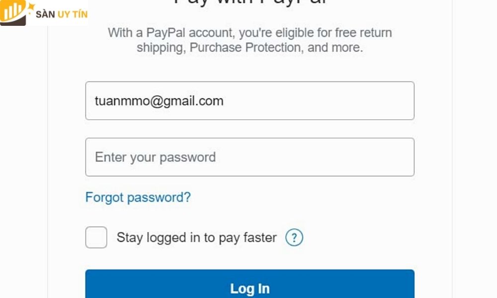 Đăng nhặp vào PayPal như trong hình để nạp tiền 