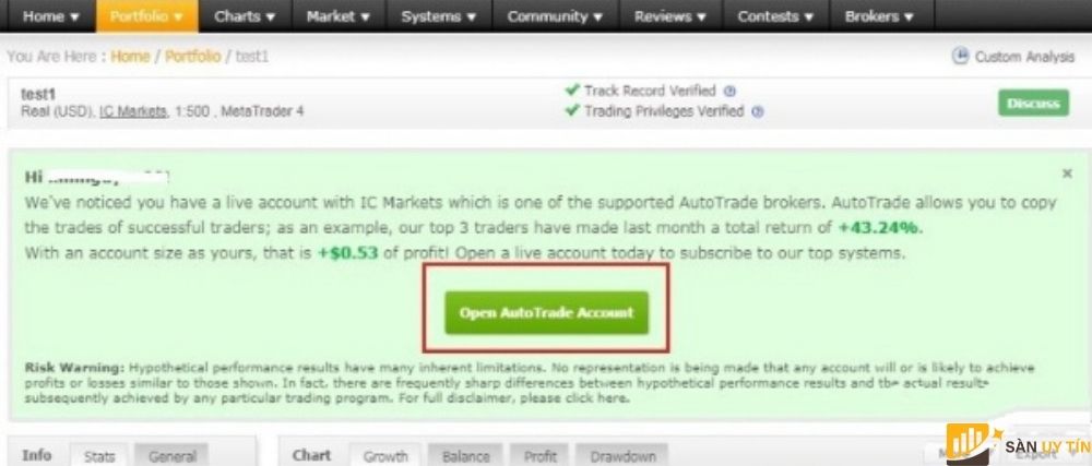 Trader chọn vào ngay phần Open AutoTrade Account.