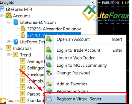 Trader nhấn vào muc Register Virtual Server như trong hình