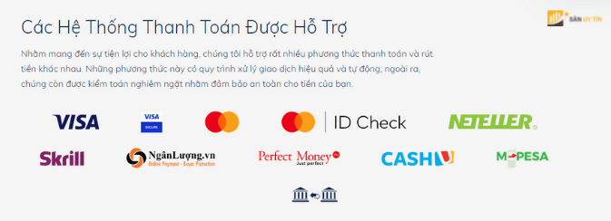 Hình thức nạp rút tiền của sàn nhanh chóng