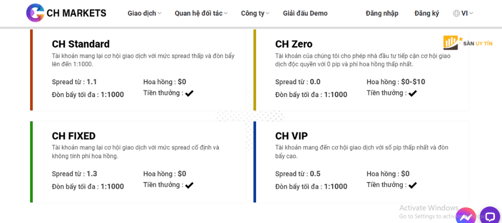 CH MARKETS lua dao bang cach cung cap dieu kien giao dich hap dan