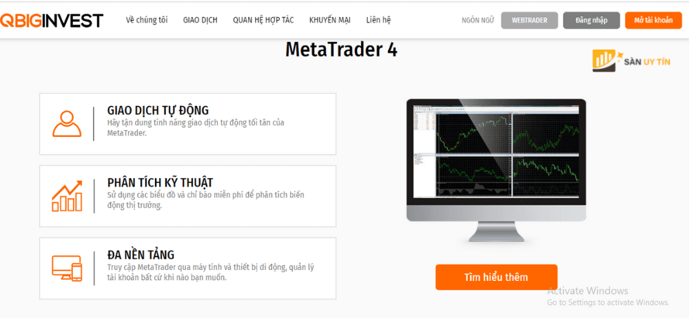 QBig Invest cung cap nen tang MT4 khong co tai khoan Demo cho trader
