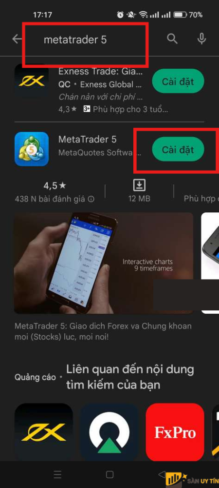 Cai dat MT5 tren dien thoai Android