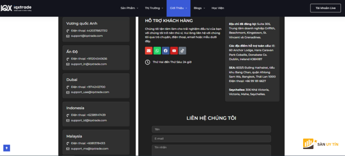 Dich vu ho tro khach hang san IQX Trade