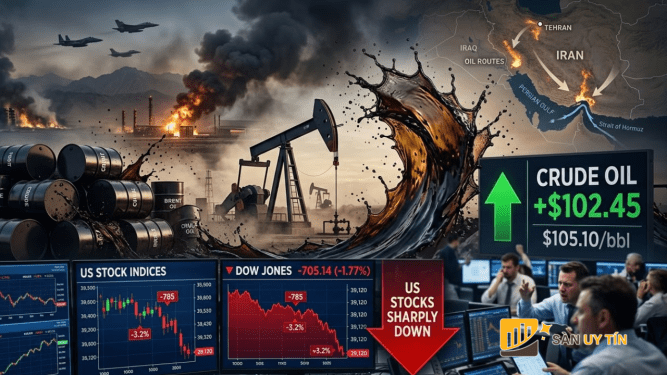 Giá dầu leo thang vì chiến sự Iran, Dow Jones mất hơn 700 điểm